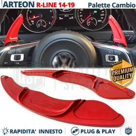 2 Levas de Volante para VOLKSWAGEN Arteon R-Line 17-20 | Levas de Cambio en Aluminio Rojo
