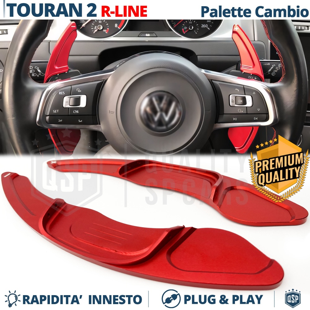 2 Levas de Volante para VOLKSWAGEN Touran 2 R-Line | Levas de Cambio en Aluminio Rojo 2 Levas de Volante para VOLKSWAGEN Touran 2 R-Line | Levas de Cambio en Aluminio Rojo