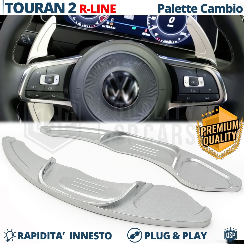 2 PALETTE Cambio al Volante per VOLKSWAGEN Touran 2 R-Line | Leve Paddle Alluminio Silver 2 PALETTE Cambio al Volante per VOLKSWAGEN Touran 2 R-Line | Leve Paddle Alluminio Silver