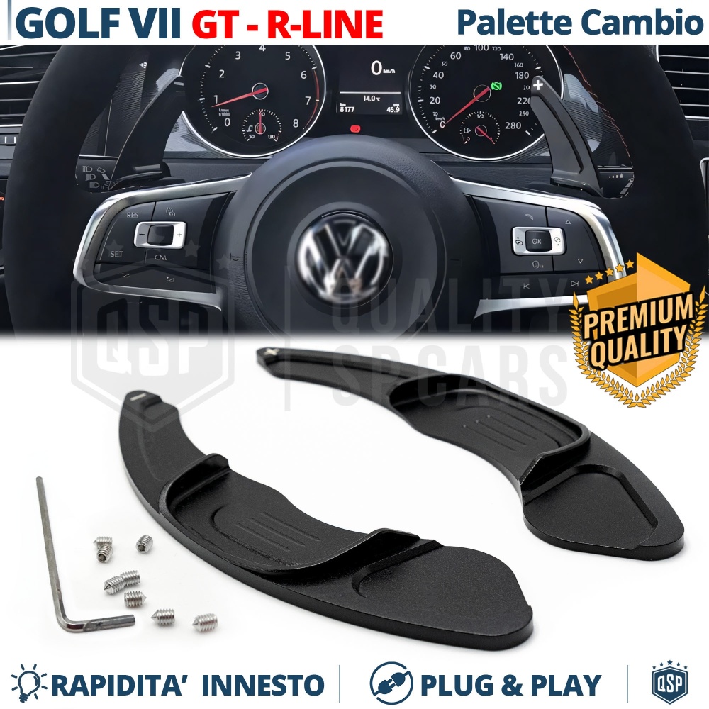 2 Levas de Volante para VOLKSWAGEN Golf 7 GTI, GTD, R | Levas de Cambio en Aluminio Negro
