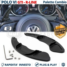2 Levas de Volante para VOLKSWAGEN Polo 6 GTI, R-Line 17-21 | Levas de Cambio en Aluminio Negro