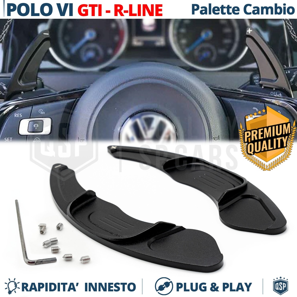 2 Levas de Volante para VOLKSWAGEN Polo 6 GTI, R-Line 17-21 | Levas de Cambio en Aluminio Negro 2 Levas de Volante para VOLKSWAGEN Polo 6 GTI, R-Line 17-21 | Levas de Cambio en Aluminio Negro