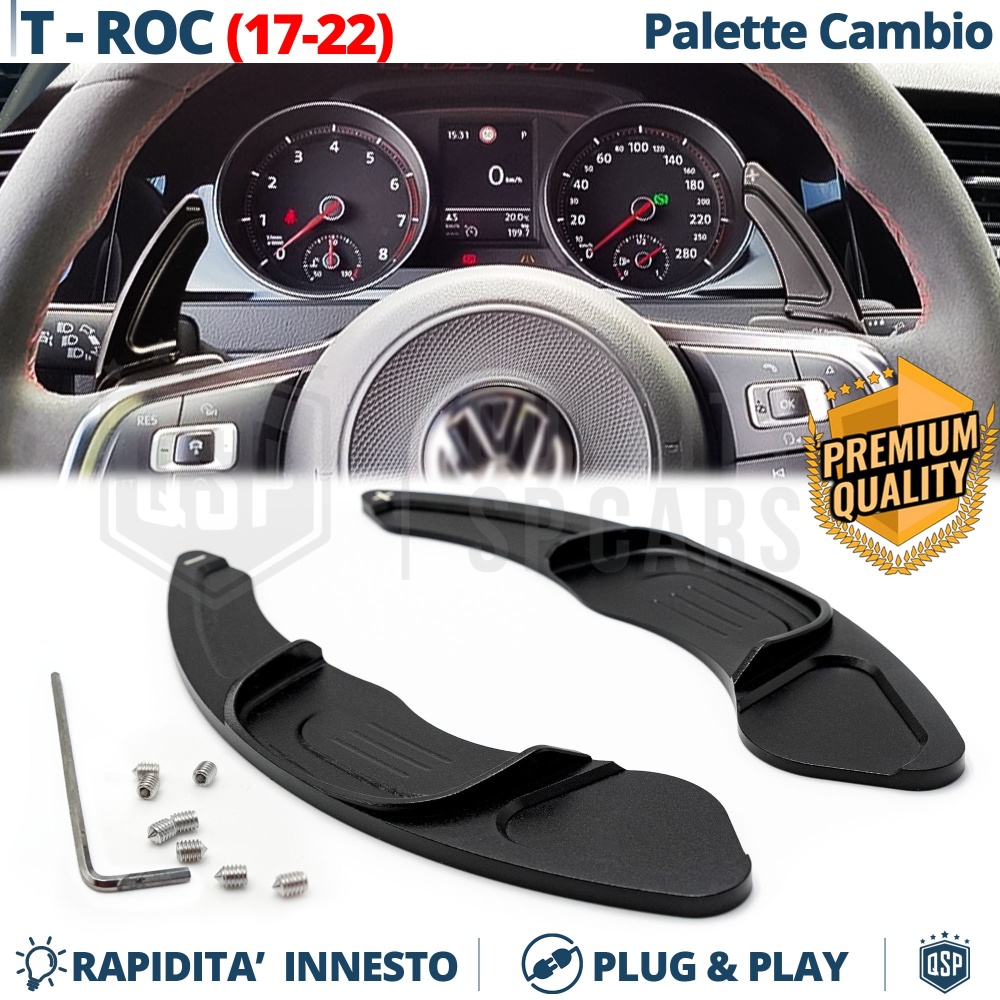 2 Steering Wheel Paddle Shift for VOLKSWAGEN T-Roc 17-22 | Black Aluminum Paddle Shifters