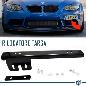 Soporte de Matrícula Delantera para Bmw, Kit de Reubicación Lateral, en Acero Negro Anodizado