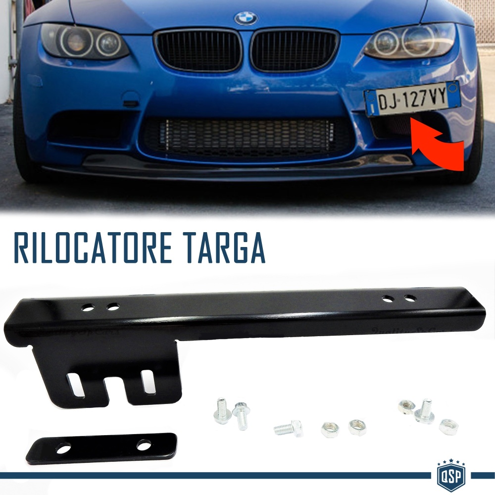 Soporte de Matrícula Delantera para Bmw, Kit de Reubicación Lateral, en Acero Negro Anodizado Soporte de Matrícula Delantera para Bmw, Kit de Reubicación Lateral, en Acero Negro Anodizado