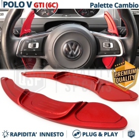 2 Levas de Volante para VOLKSWAGEN Polo 6C GTI, R-Line | Levas de Cambio en Aluminio Rojo
