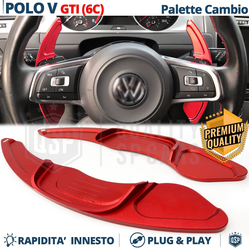 2 Levas de Volante para VOLKSWAGEN Polo 6C GTI, R-Line | Levas de Cambio en Aluminio Rojo 2 Levas de Volante para VOLKSWAGEN Polo 6C GTI, R-Line | Levas de Cambio en Aluminio Rojo