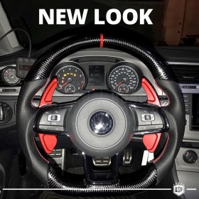 2 Levas de Volante para VOLKSWAGEN Polo 6C GTI, R-Line | Levas de Cambio en Aluminio Rojo