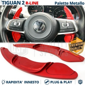 2 Levas de Volante para VOLKSWAGEN Tiguan 2 R-Line 16-22 | Levas de Cambio en Aluminio Rojo