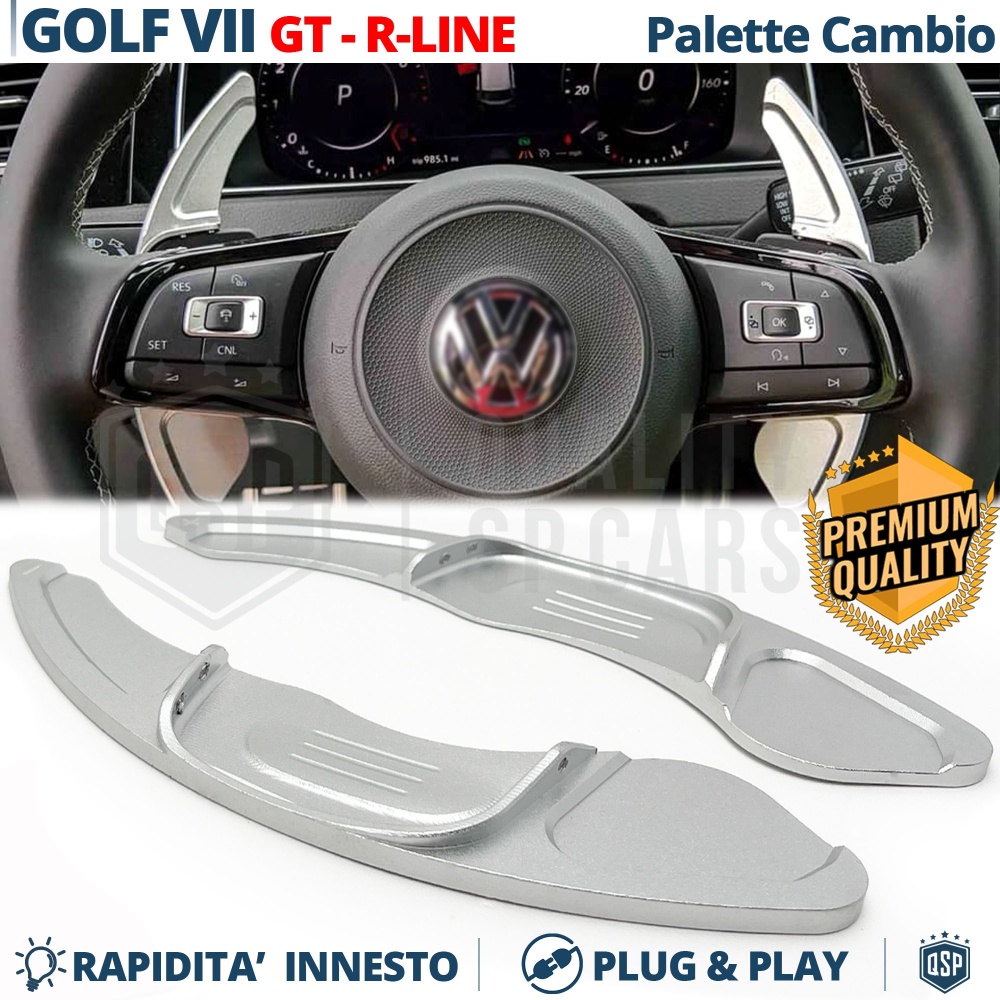 2 Levas de Volante para VOLKSWAGEN Golf 7 GTI, GTD, R | Levas de Cambio en Aluminio Silver