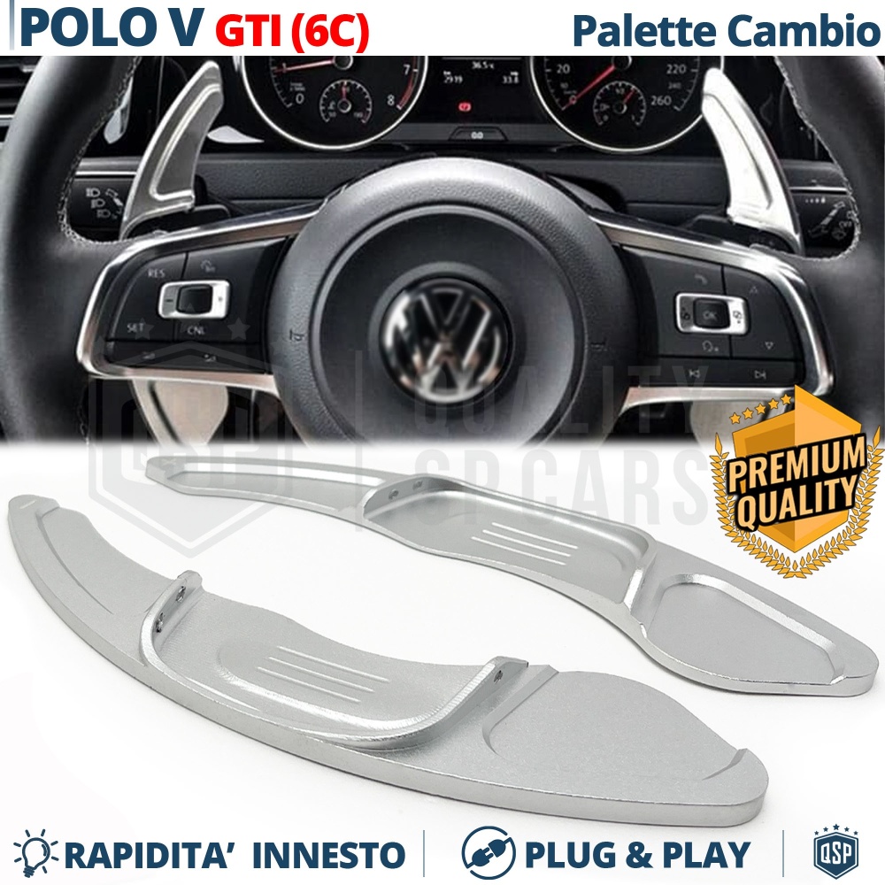 2 Levas de Volante para VOLKSWAGEN Polo 6C GTI, R-Line | Levas de Cambio en Aluminio Silver