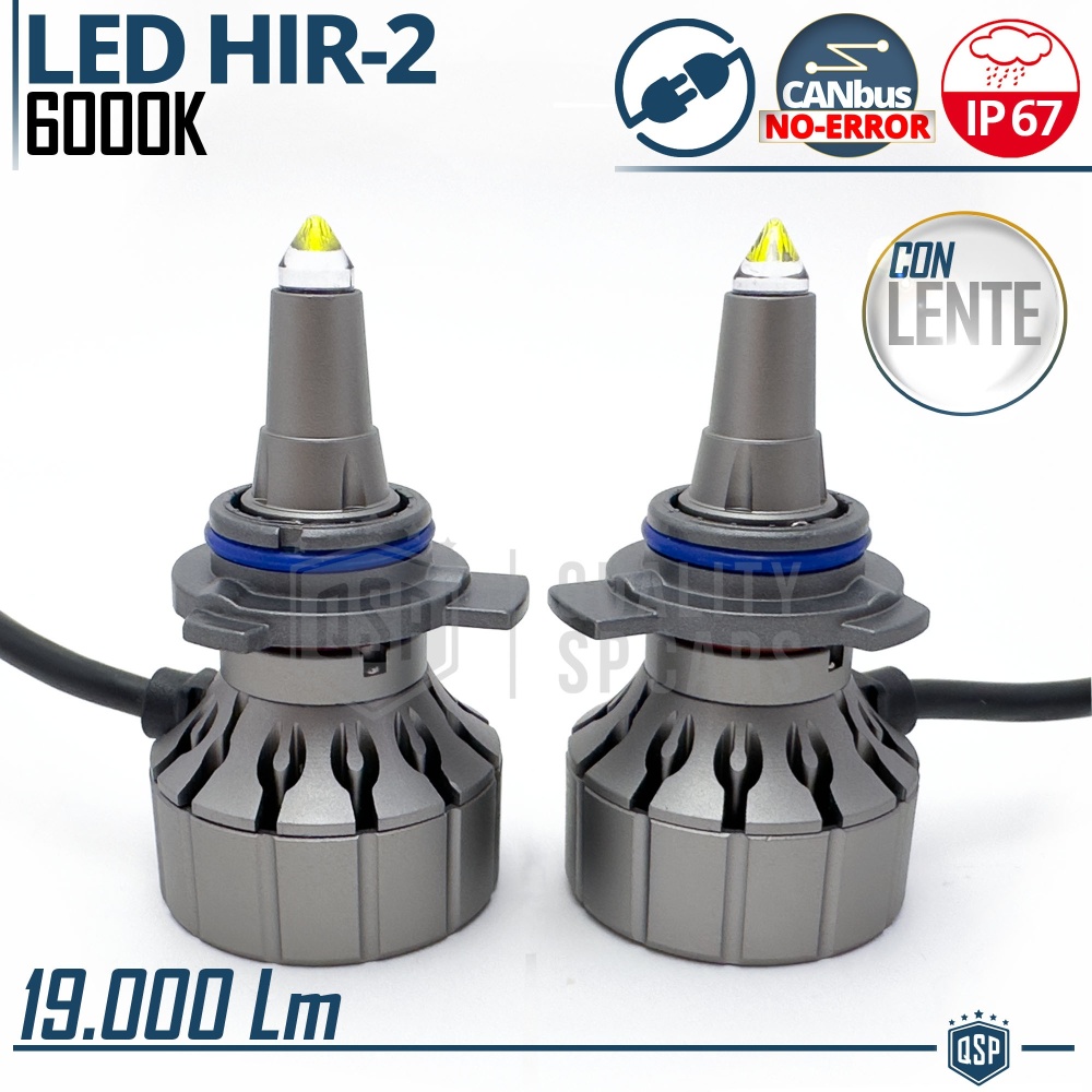 Bombillas LED HIR2-HIR CANbus para Lenticulares Profesionales | Luz Blanca Potente 19.000LM