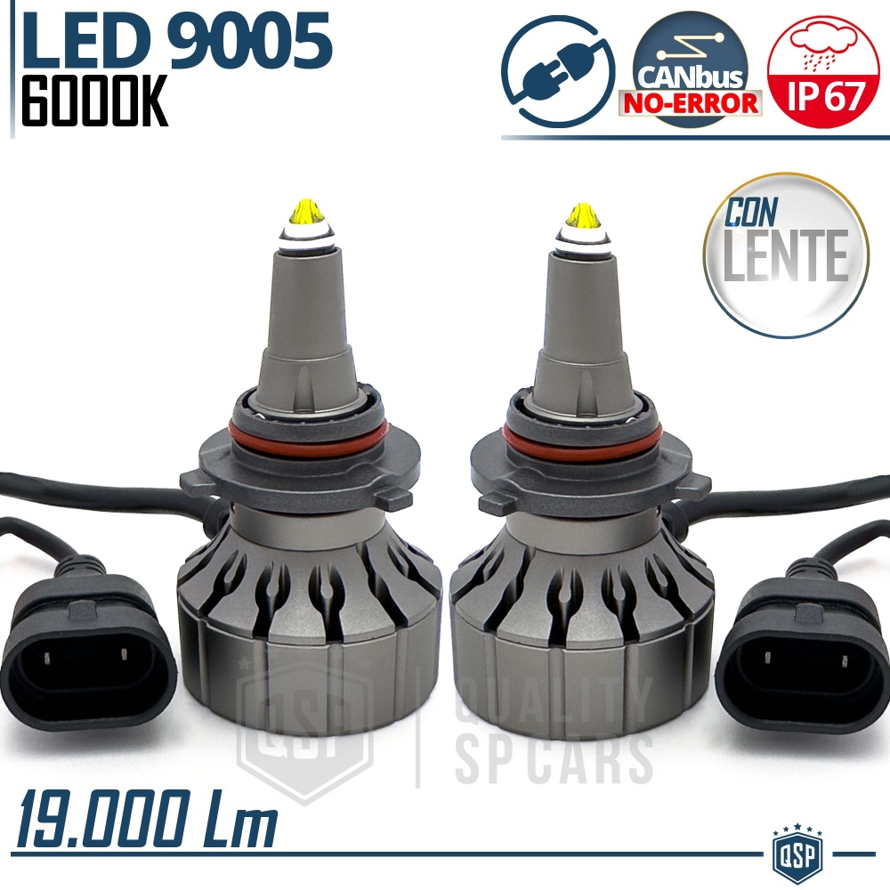 Bombillas LED 9005 CANbus para Lenticulares Profesionales | Luz Blanca Potente 19.000LM