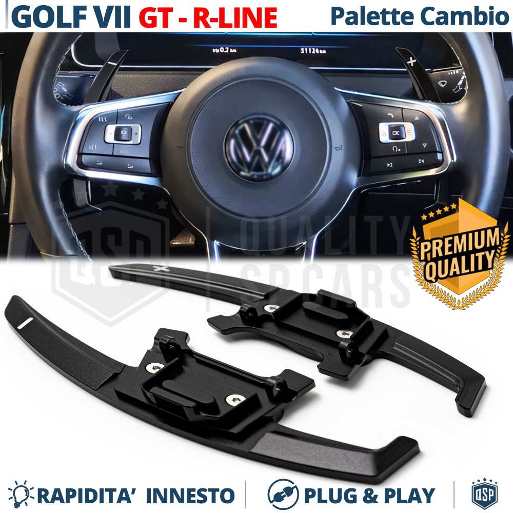 2 Levas de Volante para VW Golf 7 GTI, GTD, R | Reemplazo Levas de Cambio en Aluminio Negro