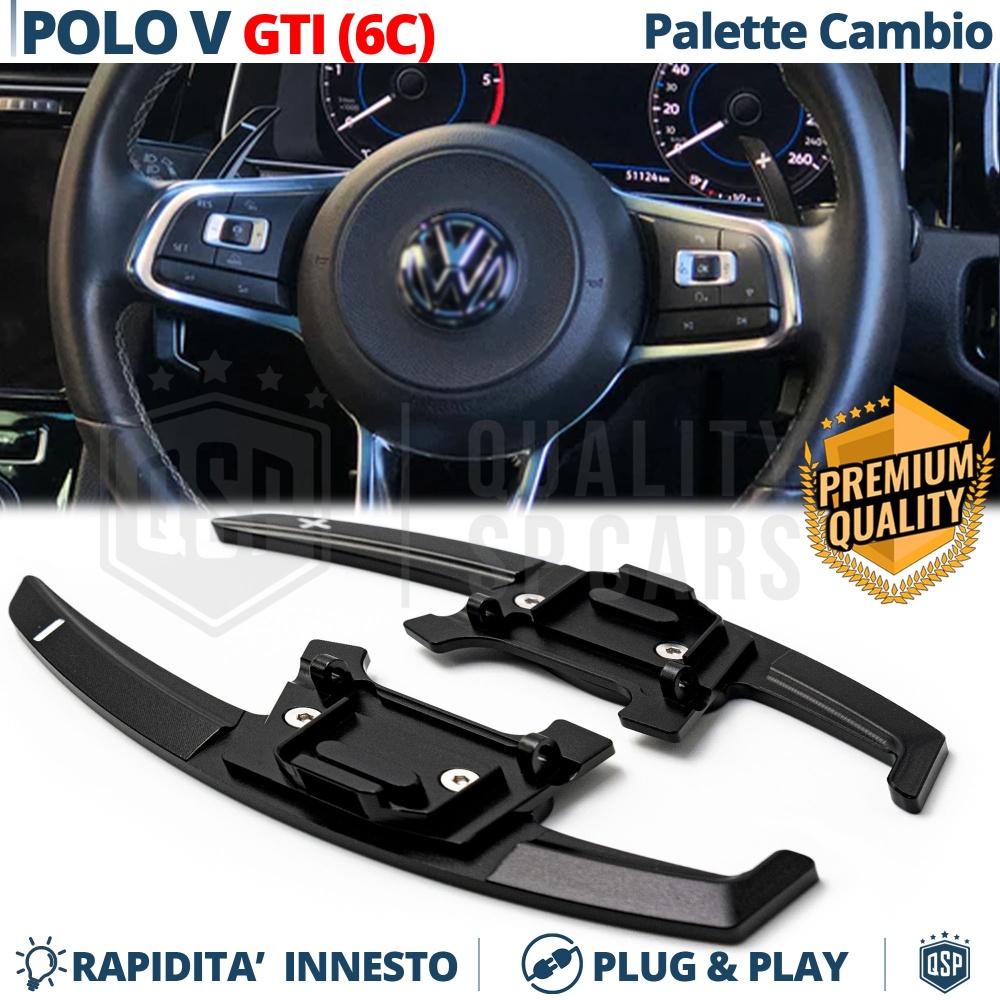 2 Levas de Volante para VW Polo 6C GTI, R-Line | Reemplazo Levas de Cambio en Aluminio Negro 2 Levas de Volante para VW Polo 6C GTI, R-Line | Reemplazo Levas de Cambio en Aluminio Negro