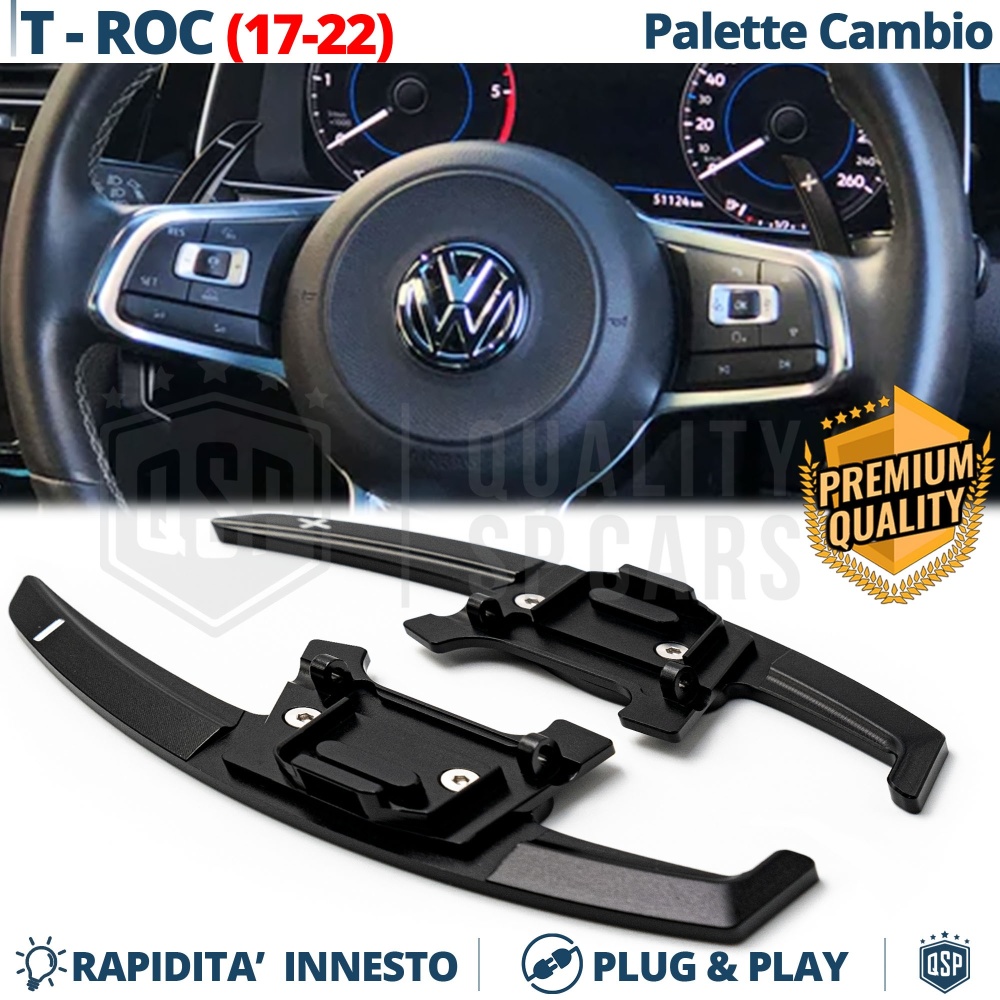 2 Levas de Volante para VW T-Roc 17-22 | Reemplazo Levas de Cambio en Aluminio Negro 2 Levas de Volante para VW T-Roc 17-22 | Reemplazo Levas de Cambio en Aluminio Negro