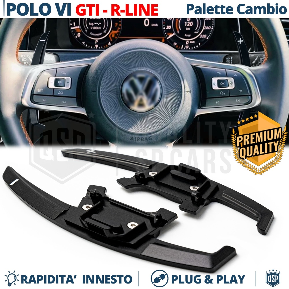 2 Levas de Volante para VW Polo 6 GTI, R-Line 17-21 | Reemplazo Levas de Cambio en Aluminio Negro 2 Levas de Volante para VW Polo 6 GTI, R-Line 17-21 | Reemplazo Levas de Cambio en Aluminio Negro