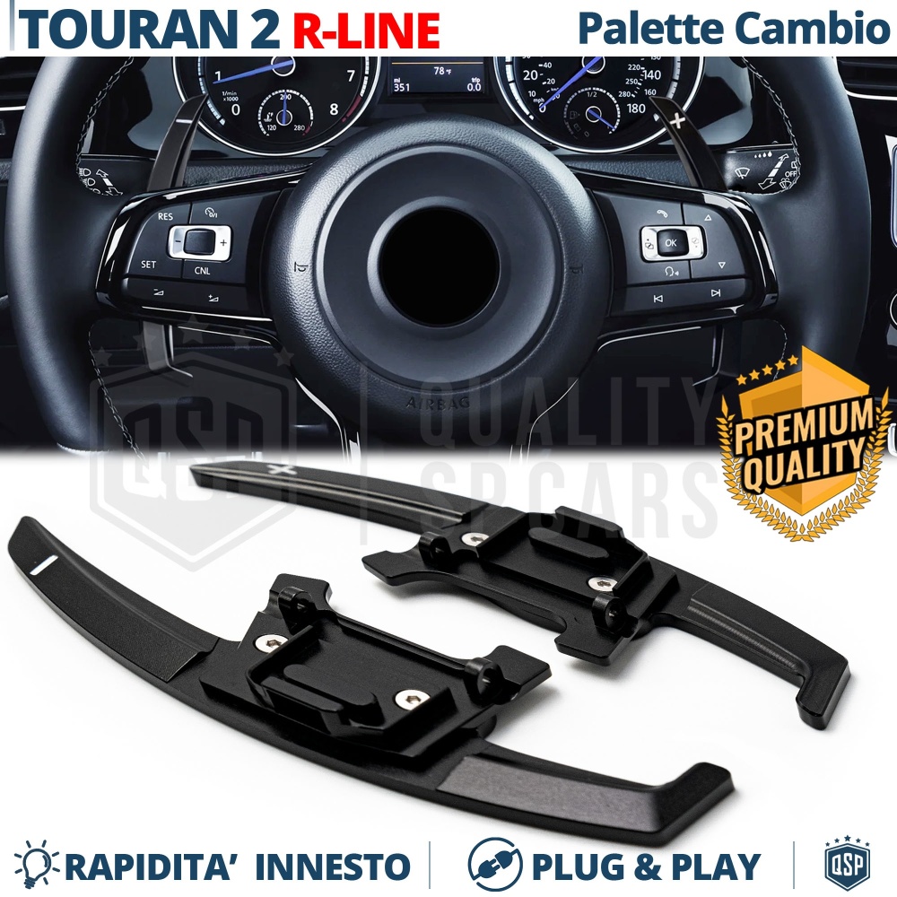 2 Levas de Volante para VW Touran 2 R-Line | Reemplazo Levas de Cambio en Aluminio Negro 2 Levas de Volante para VW Touran 2 R-Line | Reemplazo Levas de Cambio en Aluminio Negro