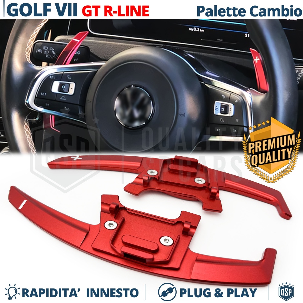 2 Levas de Volante para VW Golf 7 GTI, GTD, R | Reemplazo Levas de Cambio en Aluminio Rojo