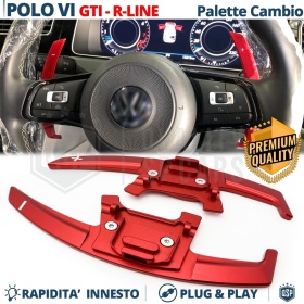 2 Levas de Volante para VW Polo 6 GTI, R-Line 17-21 | Reemplazo Levas de Cambio en Aluminio Rojo