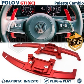 2 Levas de Volante para VW Polo 6C GTI, R-Line | Reemplazo Levas de Cambio en Aluminio Rojo