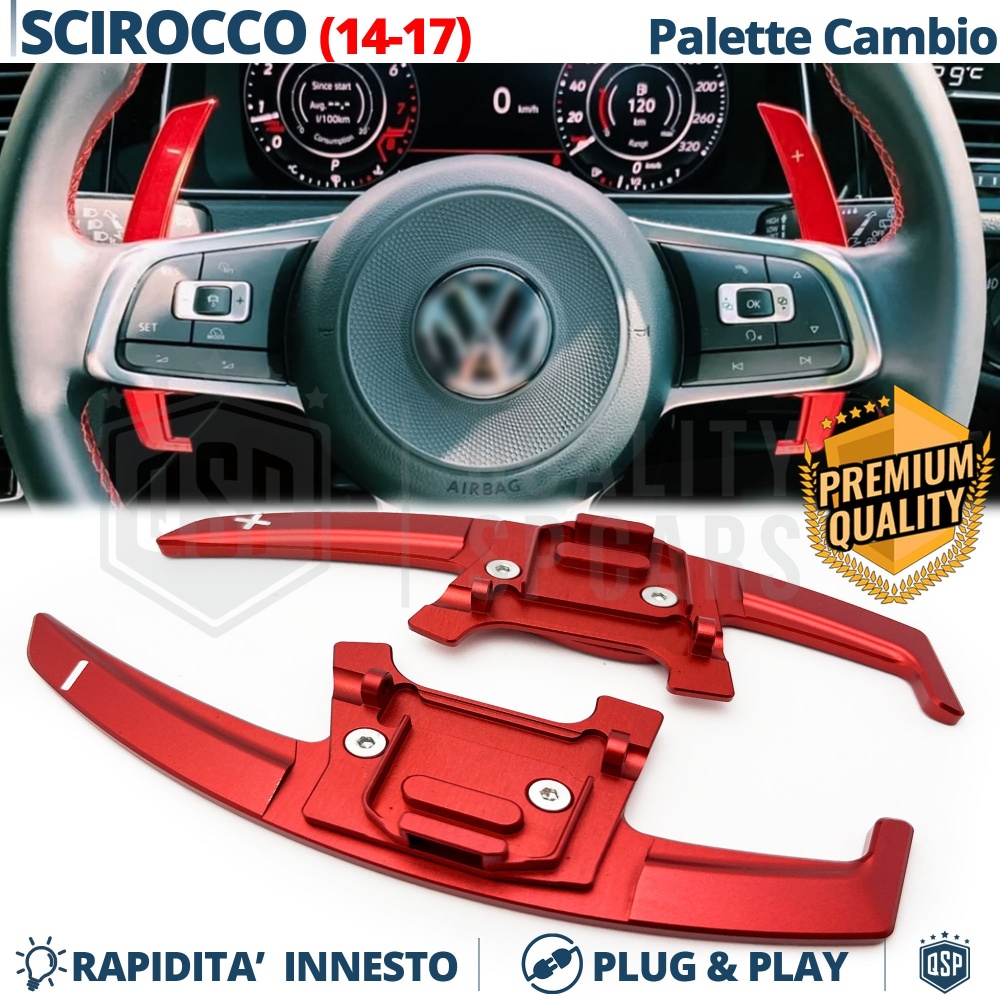 2 Levas de Volante para VW Scirocco 3 14-17 | Reemplazo Levas de Cambio en Aluminio Rojo 2 Levas de Volante para VW Scirocco 3 14-17 | Reemplazo Levas de Cambio en Aluminio Rojo