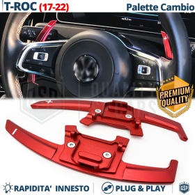 2 PALETTE Cambio al Volante per VW T-Roc 17-22 | Ricambio Leve Paddle Alluminio Rosso
