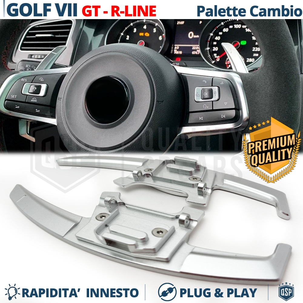 2 PALETTE Cambio al Volante per VW Golf 7 GTI, GTD, R | Ricambio Leve Paddle Alluminio Silver