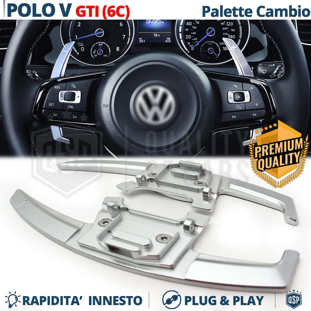 2 Levas de Volante para VW Polo 6C GTI, R-Line | Reemplazo Levas de Cambio en Aluminio Silver 2 Levas de Volante para VW Polo 6C GTI, R-Line | Reemplazo Levas de Cambio en Aluminio Silver