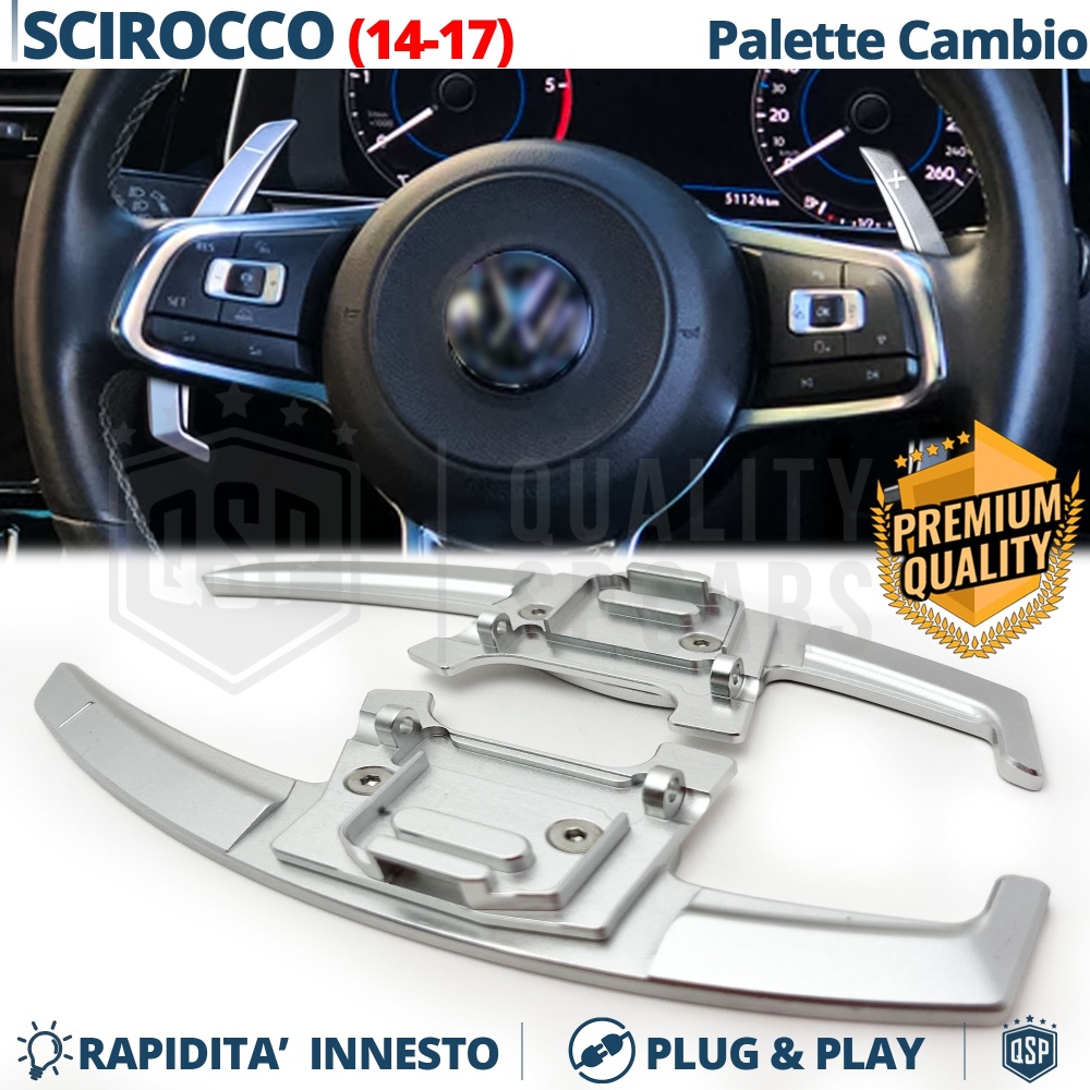 2 Levas de Volante para VW Scirocco 3 14-17 | Reemplazo Levas de Cambio en Aluminio Silver 2 Levas de Volante para VW Scirocco 3 14-17 | Reemplazo Levas de Cambio en Aluminio Silver