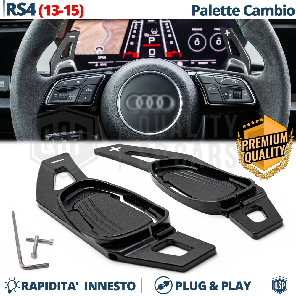 2 Levas de Volante para AUDI RS4 (B8) 13-15 | Levas de Cambio en Aluminio Negro Anodizado 2 Levas de Volante para AUDI RS4 (B8) 13-15 | Levas de Cambio en Aluminio Negro Anodizado