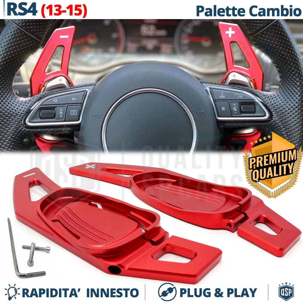 2 Levas de Volante para AUDI RS4 (B8) 13-15 | Levas de Cambio en Aluminio Rojo Anodizado 2 Levas de Volante para AUDI RS4 (B8) 13-15 | Levas de Cambio en Aluminio Rojo Anodizado