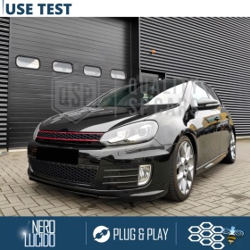 REJILLA Delantera para Vw GOLF 6 Tuning GTI Style Parrilla Negro Brillante Raya Roja