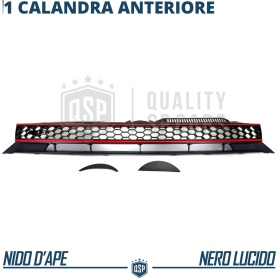 REJILLA Delantera para Vw GOLF 6 Tuning GTI Style Parrilla Negro Brillante Raya Roja