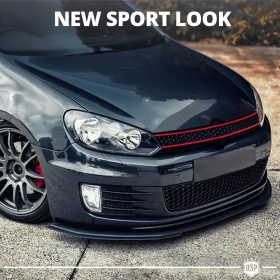 REJILLA Delantera para Vw GOLF 6 Tuning GTI Style Parrilla Negro Brillante Raya Roja