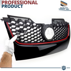 REJILLA Delantera para Vw GOLF 5 GTI Style Parrilla Tuning Negro Brillante Raya Roja