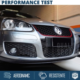 REJILLA Delantera para Vw GOLF 5 GTI Style Parrilla Tuning Negro Brillante Raya Roja