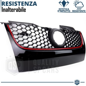 REJILLA Delantera para Vw GOLF 5 GTI Style Parrilla Tuning Negro Brillante Raya Roja