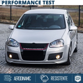 REJILLA Delantera para Vw GOLF 5 Tuning GTI Style Parrilla Negro Brillante Raya Roja