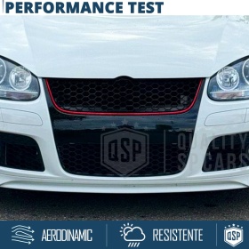 REJILLA Delantera para Vw GOLF 5 Tuning GTI Style Parrilla Negro Brillante Raya Roja