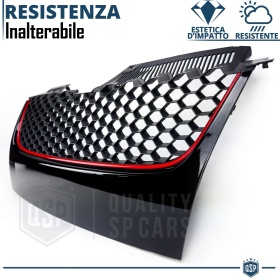 REJILLA Delantera para Vw GOLF 5 Tuning GTI Style Parrilla Negro Brillante Raya Roja
