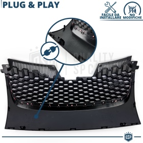 REJILLA Delantera para Vw GOLF 5 Tuning GTI Style Parrilla Negro Brillante Raya Roja