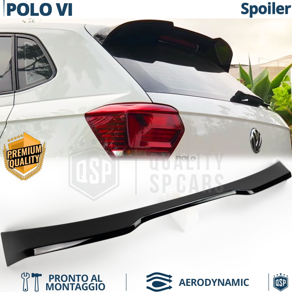 ALERÓN Trasero para VW POLO 6 AW1, Spoiler Maletero Aerodinámico NEGRO Brillante Tuning Estilo GTI ALERÓN Trasero para VW POLO 6 AW1, Spoiler Maletero Aerodinámico NEGRO Brillante Tuning Estilo GTI