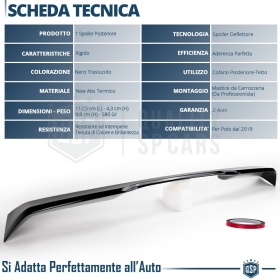 ALERÓN Trasero para VW POLO 6 AW1, Spoiler Maletero Aerodinámico NEGRO Brillante Tuning Estilo GTI