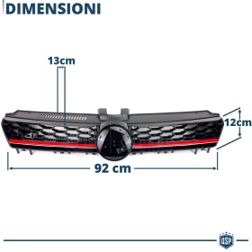 REJILLA Delantera para Vw GOLF 7 12-17 GTI Style Parrilla Tuning Negro Brillante Raya Roja