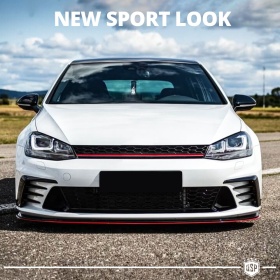 REJILLA Delantera para Vw GOLF 7 12-17 Tuning GTI Style Parrilla Negro Brillante Raya Roja