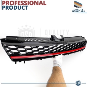 REJILLA Delantera para Vw GOLF 7 12-17 Tuning GTI Style Parrilla Negro Brillante Raya Roja