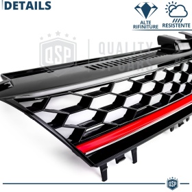 REJILLA Delantera para Vw GOLF 7 12-17 Tuning GTI Style Parrilla Negro Brillante Raya Roja