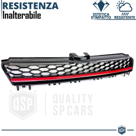 REJILLA Delantera para Vw GOLF 7 12-17 Tuning GTI Style Parrilla Negro Brillante Raya Roja