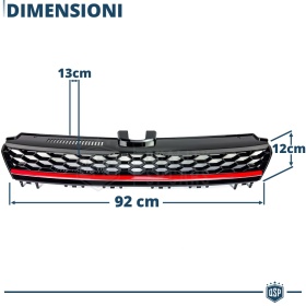 REJILLA Delantera para Vw GOLF 7 12-17 Tuning GTI Style Parrilla Negro Brillante Raya Roja